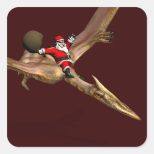 Adesivo Quadrado Papai Noel Em Quetzalcoatlus