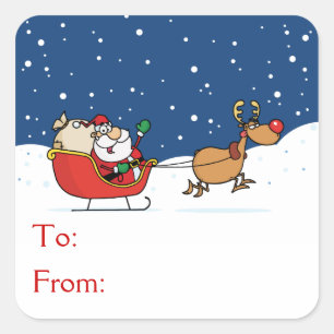 Adesivo Quadrado Papai noel em seu trenó