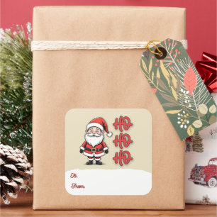 Adesivo Quadrado Papai Noel Fofo Ho Ho Ho Natal Para De