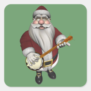 Adesivo Quadrado Papai Noel jogando banjo