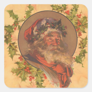 Adesivo Quadrado Papai Noel Leyendecker Antigo Vitoriano
