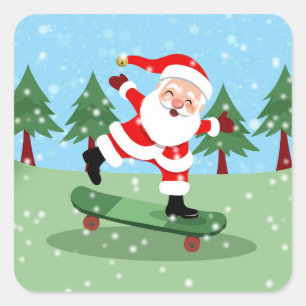 Adesivo Quadrado Papai Noel no skate