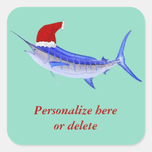 Adesivo Quadrado Papai noel personalizado dos peixes do espadim