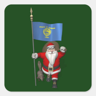 Adesivo Quadrado Papai Noel que visita o estado do castor