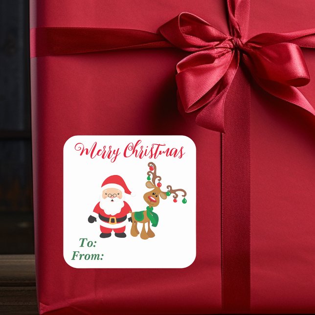 Adesivo Quadrado Papai Noel Rena Presente De Para  (Criador carregado)