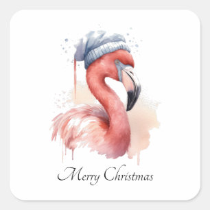 Adesivo Quadrado Papai noel Snowbird Flamingo, personalizado