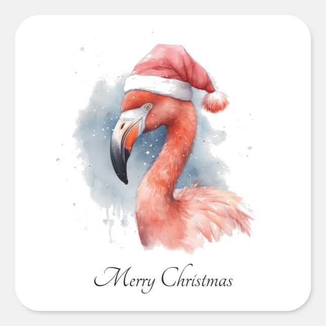 Adesivo Quadrado Papai noel Snowbird Flamingo, personalizado (Frente)