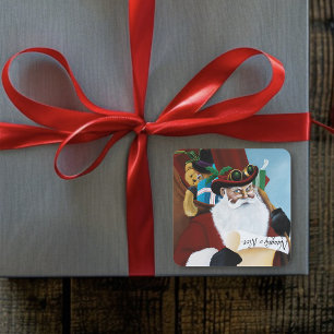 Adesivo Quadrado Papai Noel Steampunk Fantasia de Natal Vitoriana A