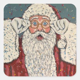 Adesivo Quadrado Papai Noel Surpreso