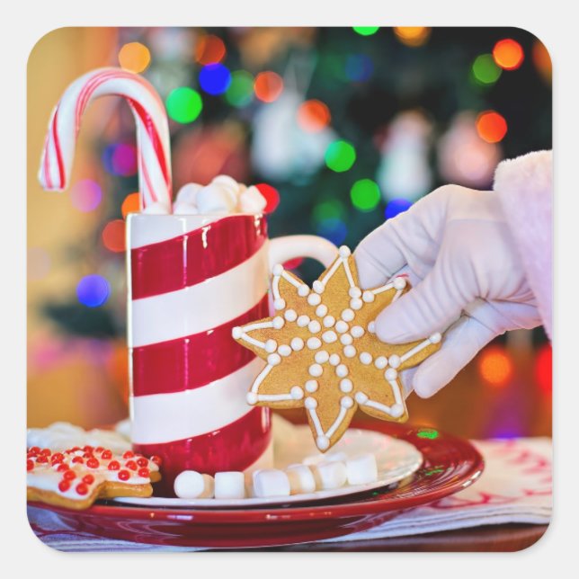 Adesivo Quadrado Papai noel Treats Sticker (Frente)