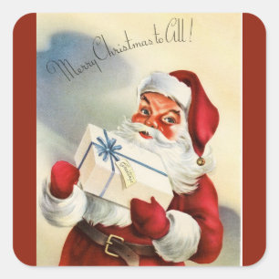 Adesivo Quadrado Papai Noel Vintage Feliz Natal para Todos