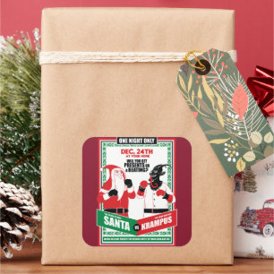 Adesivo Quadrado Papai Noel vs Krampus Boxing Match Good vs. Mau