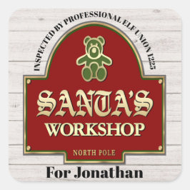 Adesivo Quadrado Papai noel Workshop