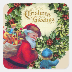 ADESIVO QUADRADO PAPAIS NOEIS,CRIANÇAS,COLHIDO DE NATAL,HOLLYBERRY