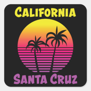 Adesivo Quadrado Papais noeis Cruz California Retro Vintage Sunset 
