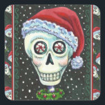 Adesivo Quadrado PAPAIS NOEIS DE CABEÇA DO morto, CHRISTMAS SKELETO<br><div class="desc">PERFEITO PARA AMANTES CUIDADOS. CÉLULA COLORIDA,  CORRIDA E CORREÇÕES DE PEPPERMINTS *Personalizar ... .Procure Itens Correspondentes Susan Brack Designs</div>