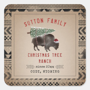 Adesivo Quadrado Papais noeis de Feira de Natal Bison Burlap