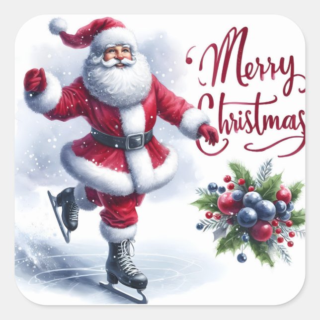 Adesivo Quadrado Papais noeis de gelo na festa de inverno (Frente)