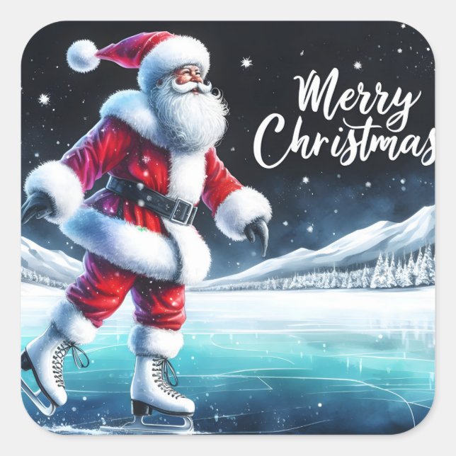 Adesivo Quadrado Papais noeis de gelo na festa de inverno (Frente)