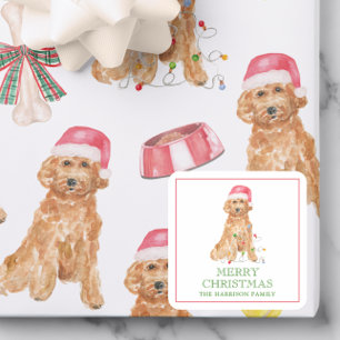 Adesivo Quadrado Papais noeis de Natal com Aquarela Gabinete de Ofe