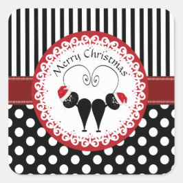 Adesivo Quadrado Papais noeis de Natal engraçados, casal de gato