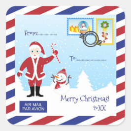 Adesivo Quadrado Papais noeis de Natal Envelope aéreo