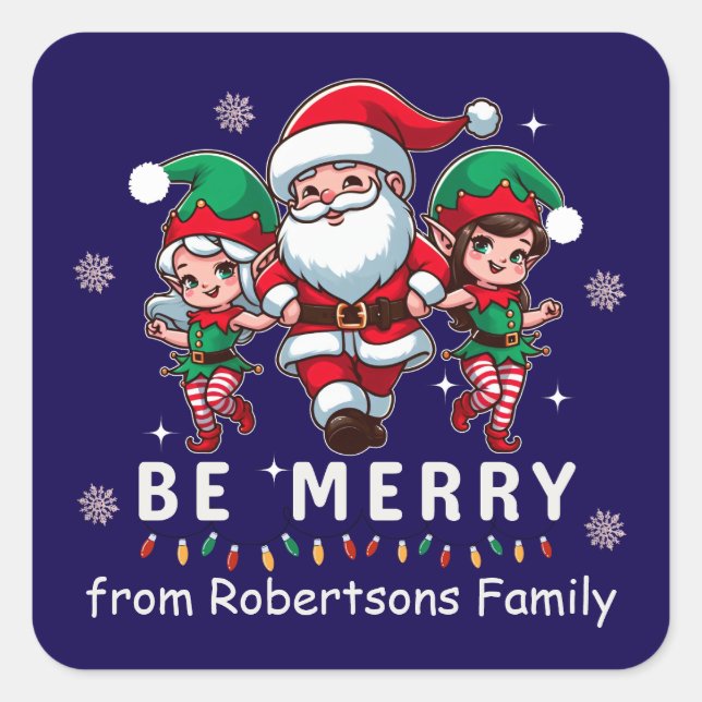 Adesivo Quadrado Papais noeis e Elves Personalizados - Dançando em  (Frente)