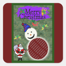 Adesivo Quadrado Papais noeis e Snowman Adicionar Fotografia ao Nat