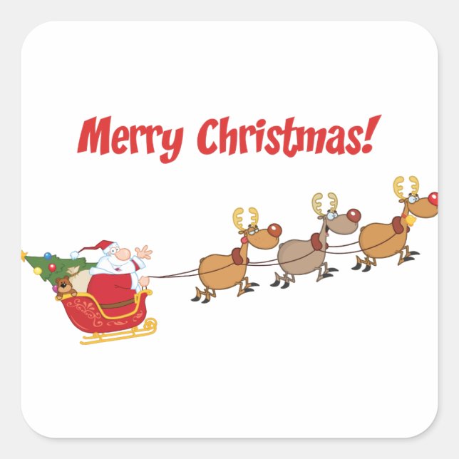 Adesivo Quadrado Papais noeis em seu Sleigh (Frente)