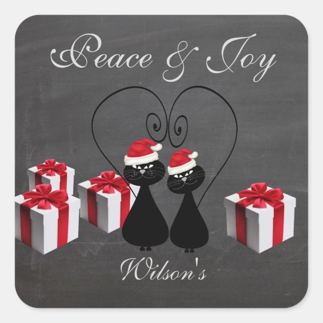 Adesivo Quadrado Papais noeis engraçados de quadro chalkboard casal (Frente)