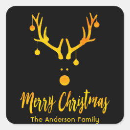 Adesivo Quadrado Papais noeis engraçados modernos rendeer faux gold