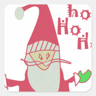Adesivo Quadrado Papais noeis Humorísticos com Festivo Ho Ho Ho Ho