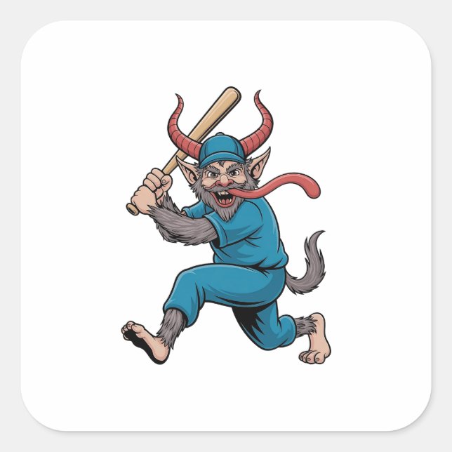 Adesivo Quadrado Papais noeis Jogando Baseball no Beisebol no Natal (Frente)