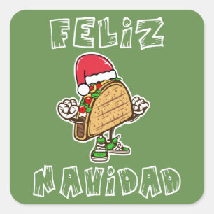 Adesivo Quadrado Papais noeis legal Feliz Navidad Taco Sticker
