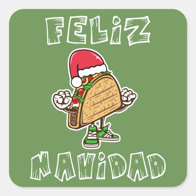 Adesivo Quadrado Papais noeis legal Feliz Navidad Taco Sticker (Frente)