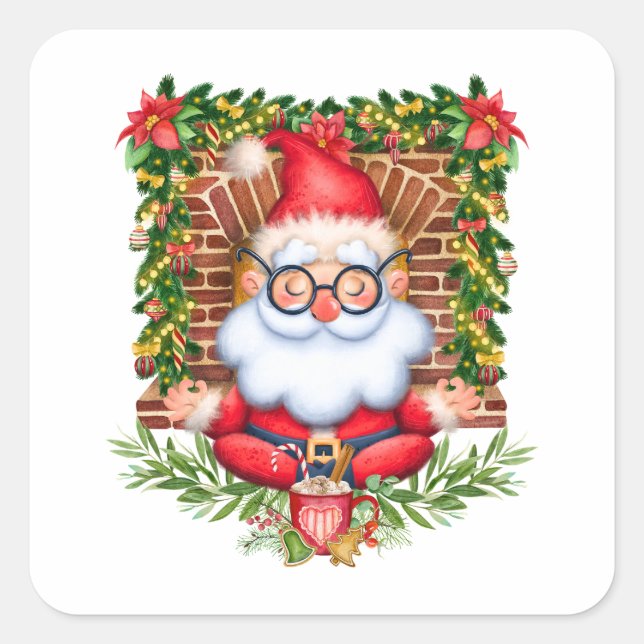 Adesivo Quadrado Papais noeis Namaste Yoga Pose Natal (Frente)