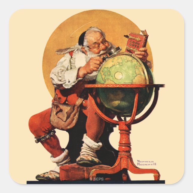 Adesivo Quadrado Papais noeis no globo (Frente)