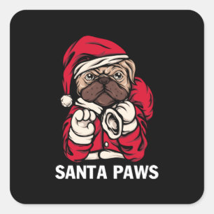 Adesivo Quadrado Papais noeis Paws Natal Inglês Bulldog Ideias