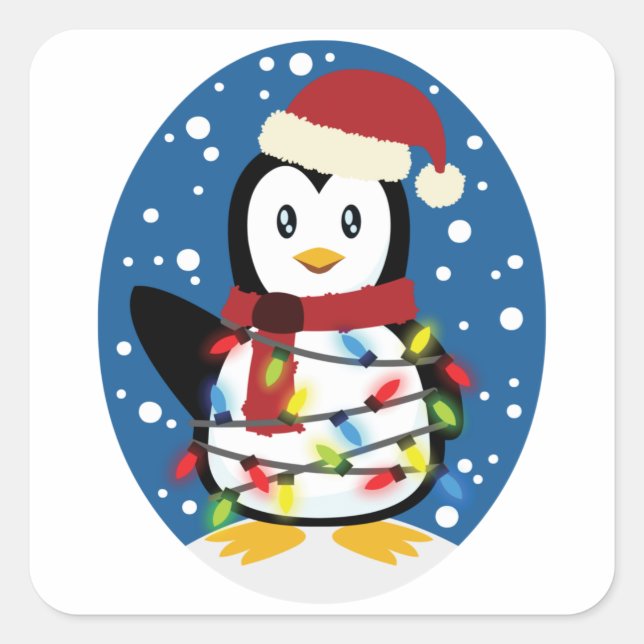 Adesivo Quadrado Papais noeis Pinguim-Grito Natal Natal Presente no (Frente)