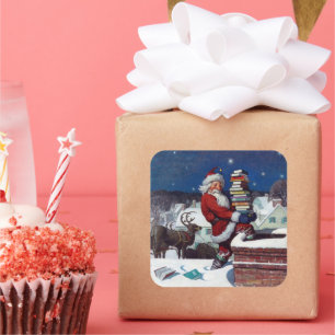 Adesivo Quadrado Papais noeis que entregam carga de livros por Wyet