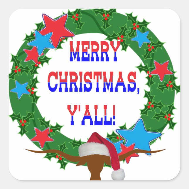 Adesivo Quadrado Papais noeis Steer - Feliz Natal Y (Frente)