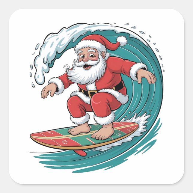 Adesivo Quadrado Papais noeis surfando Natal Surf Natal Natal Natal (Frente)