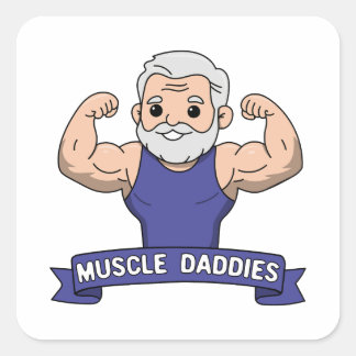 Adesivo Quadrado Papaizão Musculoso Fofo Kawaii Barbudo Fisiculturi