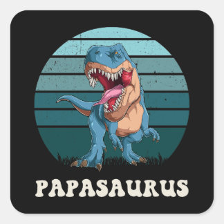 Adesivo Quadrado Papasauro Engraçado Dinossauro Verde Retroativo