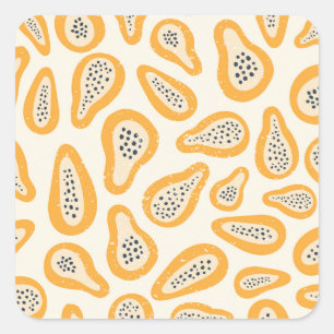 Adesivo Quadrado Papaya Tropical: Grunge, Desenho Mão.