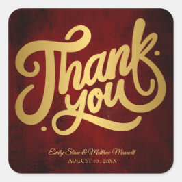 Adesivo Quadrado Papel Antigo Vintage ''Obrigado'' Caligrafia Doura