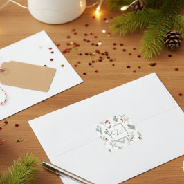 Adesivo Quadrado Papel Botânico de Inverno Monograma