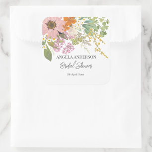 Adesivo Quadrado Papel de Custa de Jardim de Flores da Primavera pa