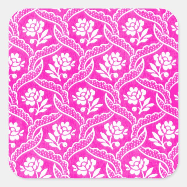 Adesivo Quadrado Papel de parede flexível branco-rosa a quente (Frente)