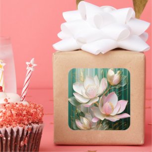 Adesivo Quadrado Papel de Parede Florido Arte de Magnólia Japonesa